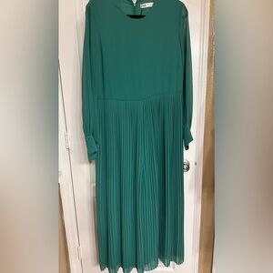 ZARA, Gorgeous Green Pleated Jumpsuit, Size Large
